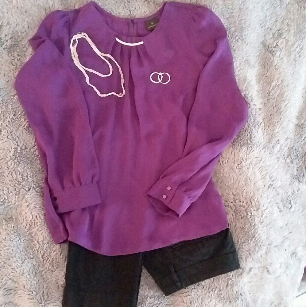 Worthington Sheer Purple Blouse
